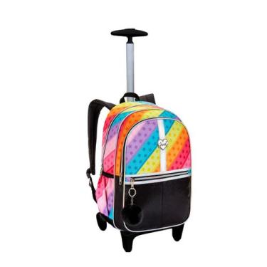 Imagem de Mochila Rodinha Juvenil Holografica Colorida Estilosa Menina - Denlex,