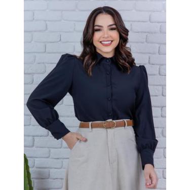 Imagem de Camisa Social Feminina Manga Longa Elegante Moderna - Fashion, Preto, 