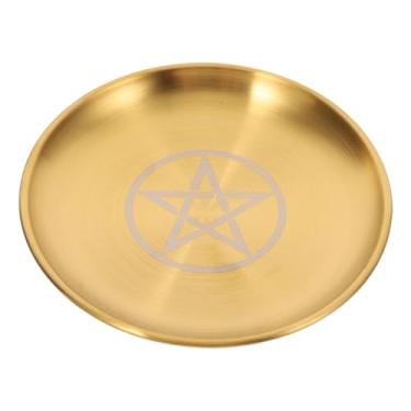 Imagem de Angoily Bandeja de mesa lateral para cama, suporte de vela de prato de altar, tigela de incenso para queima de ritual, bandeja decorativa de vela para bruxaria, suprimentos de tarô wiccano, uma