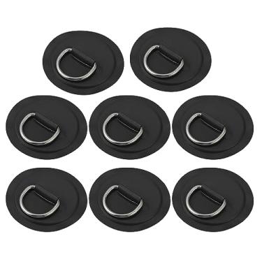Imagem de X AUTOHAUX 8 peças 8 cm preto anel D patch PVC aço inoxidável forma redonda almofada de anel D para prancha de surf barco caiaque canoa deck