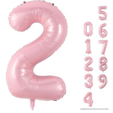 Imagem de Balão Número 2 - Rosa Pastel - 40 Polegadas - Foil Lingqiang