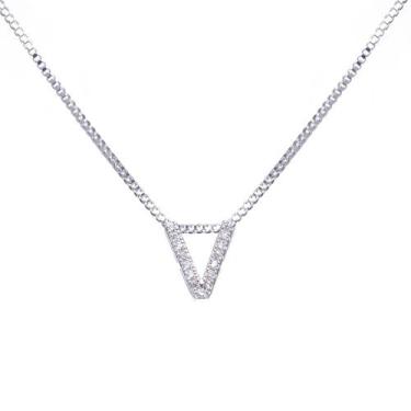 Imagem de Colar inicial cravejada Banhado Prata 925 - Papillon Semi Jóias