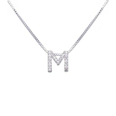 Imagem de Colar inicial cravejada Banhado Prata 925 - Papillon Semi Jóias