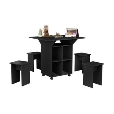 Imagem de Mesa dobravel jantar com rodizio 4 banquetas Annie Basoto - Basoto Bra