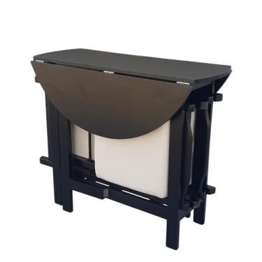 Imagem de Conjunto Prático Mesa e 4 Cadeiras Dobrável Preto Estofado Bar-Cozinha