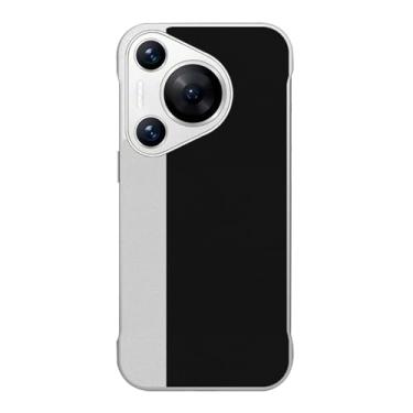 Imagem de LTLMYDAM Capa para Huawei Pura 70 Ultra/70 Pro/70 Pro+/70, couro sem moldura, minimalista, bloqueio de cor, capa fina elegante masculina e feminina, preta, 70 Ultra