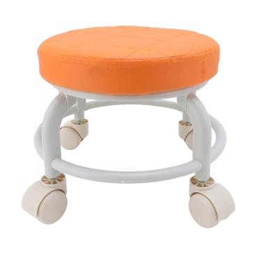 Imagem de Bancos baixos com rodinhas, banco ergonômico com rodinhas de altura baixa, rodas giratórias de 360°, cadeira com rodinhas para serviço pesado, assentos com rodinhas