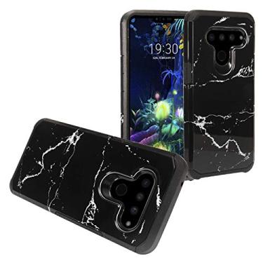 Imagem de Z-GEN - Compatível com LG V50 ThinQ - Capa de telefone com imagem híbrida - AD1 mármore preto