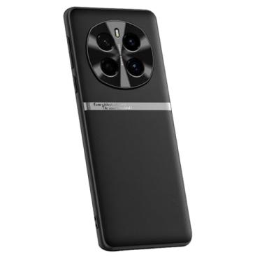 Imagem de LYJSMGZ Capa fina para Honor Magic 7 Pro/7, homens e mulheres, capa de couro vegano líquido, luxuosa, proteção total para lentes antiqueda, preta, 7 Pro