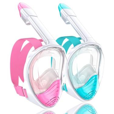 Imagem de QingSong Máscara De Mergulho Com Snorkel De Rosto Inteiro Para Adultos, Equipamento De Mergulho Com Snorkel Com Suporte Para Câmera, Conjunto De Snorkel Com Vista Panorâmica De 180 Graus, Antiembaça