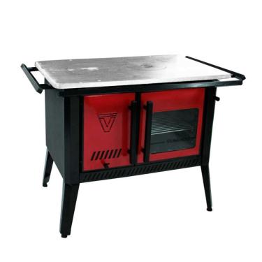 Imagem de Fogão a Lenha 1991 N° 01 Sem Tampa Preto e Vermelho F01-VR - Venâncio