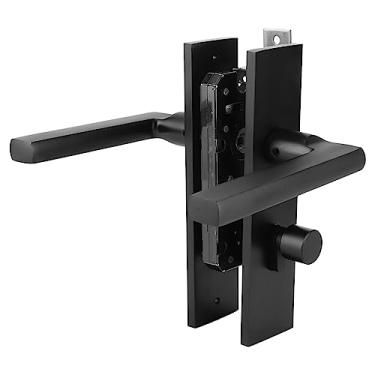 Imagem de Fechadura da Porta, Mute Lock Heavy Duty Bearing Design, Modern Space Alumínio Bedroom Door Lock Com Chaves Parafuso Preto, Para Várias Portas de Madeira, Portas do Quarto