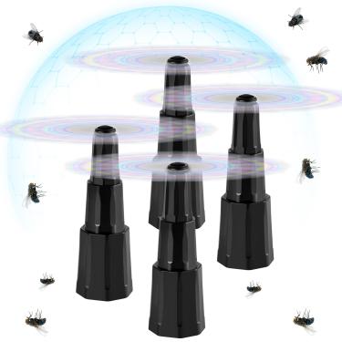 Imagem de hyxjzh Ventiladores de moscas para mesas, ventiladores de insetos com lâminas holográficas, ventilador repelente de moscas operado por bateria, mantenha as moscas longe do piquenique, churrasco
