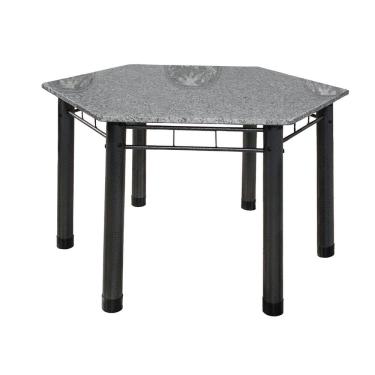Imagem de Mesa para Sala de Jantar 140x121cm Base 06 Granito Ocre / Prata Martelado