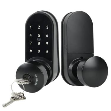 Imagem de JESSTTI Fechadura eletrônica com telas sensíveis ao toque, fechaduras para porta da frente, maçaneta eletrônica com/cartão IC/senha/chave, fechadura digital com teclado
