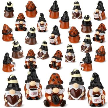 Imagem de 30 peças de estatuetas de gnomos de café, mini gnomos de resina, decorações de gnomos em miniatura, acessórios de cafeteria, presente fofo de gnomo de café, decoração de anão elfo tomte sueco para bar
