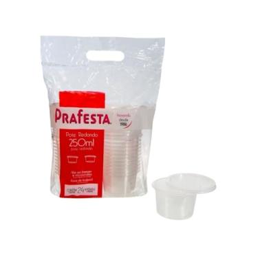 Imagem de Pote Plástico Redondo com Tampa, 250ml, 18x24 Unidades, para Alimentos e Sobremesas