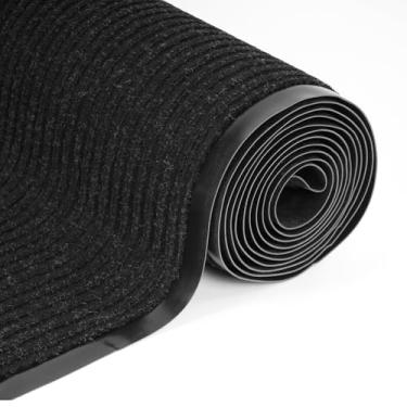 Imagem de uyoyous Tapete de piso de porta de grau comercial, 9,5 x 40 cm, tapete de entrada, resistente, para uso interno, externo, antiderrapante, corredor, corredor, tapete de borracha de perfil baixo, preto