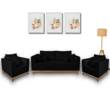 Imagem de Kit Sofá Living Beny 1,80m com 2 Poltronas. - Leonardi, Preto