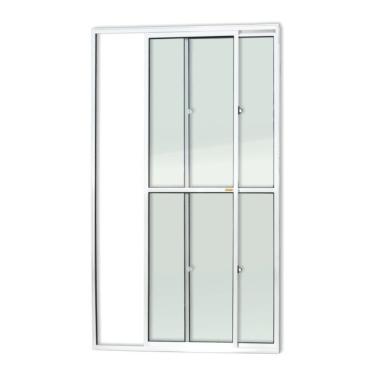 Imagem de Porta Balcão 2 Folhas Super 25 Vidro Liso 210cm X 120cm Brimak Branco