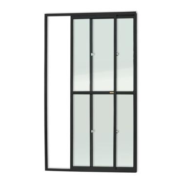 Imagem de Porta Balcão 2 Folhas Super 25 Vidro Liso 210cm X 120cm Brimak Preto