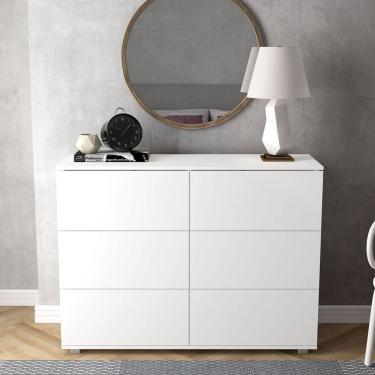 Imagem de Cômoda 6 Gavetas Merlot Politorno Branco