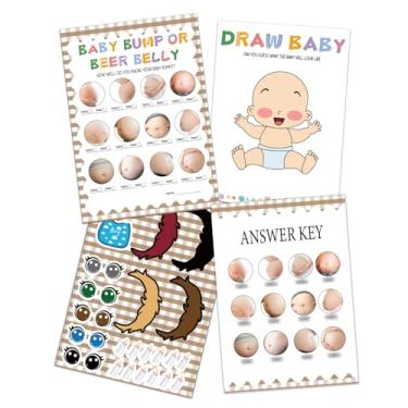 Imagem de Jogos de chá de bebê, ideias de revelação de gênero para meninos ou meninas com 2 jogos engraçados (31 de cada) - Adivinhe barriga de cerveja ou barriga de grávida e visual do bebê para lembrancinhas