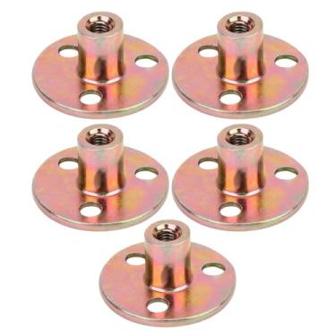 Imagem de 5 peças de porca T porca flange M8 ferro chapeado zinco móveis fixação tee base redonda porca para conexão de fixação (M8)