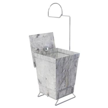 Imagem de Lixeira Com Suporte De Papel Higiênico - Stolf Mármore Branco