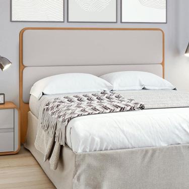 Imagem de Cabeceira Queen Loop Revestimento Sintético Bege e Amêndoa