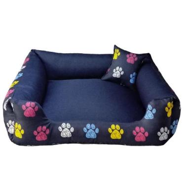 Imagem de cama cachorros médios cama pet 60x60cm+almofadinha azul marinho - gv e