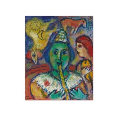 Imagem de Colorida Pintura arte parede lona-Impressões famosas-Fotos para decoração quarto sala de estar(flautista de palhaço com galo) 50x60cm-19x23in Sem Moldura