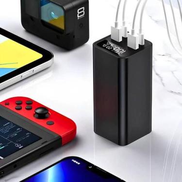 Imagem de Power Bank Preto 20000mah Carregador Portátil com Display LCD e Carga 
