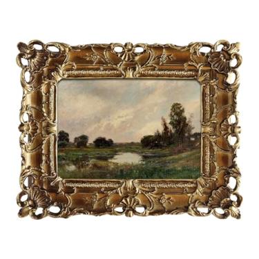 Imagem de FOLKOR Decoração de parede em tela vintage para escada de entrada de corredor, impressões de paisagem de campo vintage com moldura dourada, decoração de parede retrô para decoração de parede de