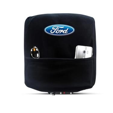 Imagem de Seat Armour Capa para console central de ajuste personalizado oficialmente licenciada com logotipo Ford bordado para modelos selecionados Ford F-150 - (preto) - KAFORF150B04-14