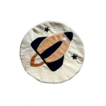 Imagem de Tapete Pelúcia Foguete 90Cm X 90Cm Quarto Infantil Base Emborrachado -