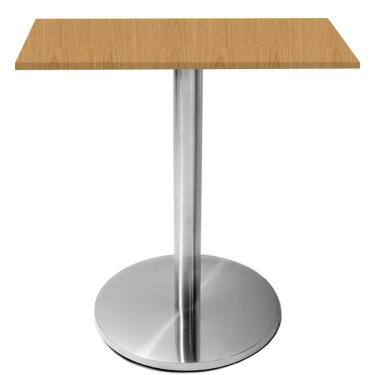 Imagem de Mesa Beta Inox 75 cm (Altura) Disco Redondo Tampo MDP Quadrado 70 cm (Larg) x 2,50 cm (Alt) Samba