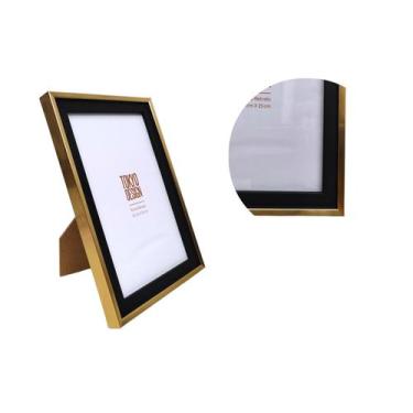 Imagem de Porta Retrato 10x15 Palmira Dourado Preto MDF Tokyo Design