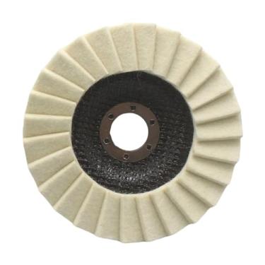 Imagem de Fenteer Disco de polimento de feltro de lã, almofada de polimento para ângulo, almofada de para vidro, metal, joias, móveis, carro, Tipo 125