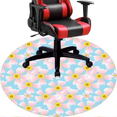 Imagem de Tapete de cadeira de escritório com flores, textura de flor, tapete de cadeira de mesa para piso de madeira de escritório em casa, protetor de piso de pilha baixa, redondo 78,7 cm