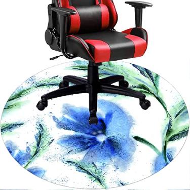Imagem de Tapete de cadeira de escritório com flores, textura de flor, tapete de cadeira de mesa para piso de madeira de escritório em casa, protetor de piso de pilha baixa, redondo 78,7 cm