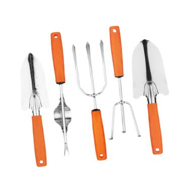 Imagem de Generic 5 peças de ferramentas de jardinagem de aço inoxidável, ancinho manual, multiuso, leve, mini pás, garfo para plantio de jardim