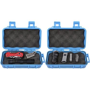 Imagem de Shanrya Recipiente De Armazenamento Hermético, Caixa À Prova D'Água, Azul/Preta, Choque, Seca Com 2 Fivelas Em Formato U Para Natação, Kitesurf, Esportes Aquáticos (Azul, G)