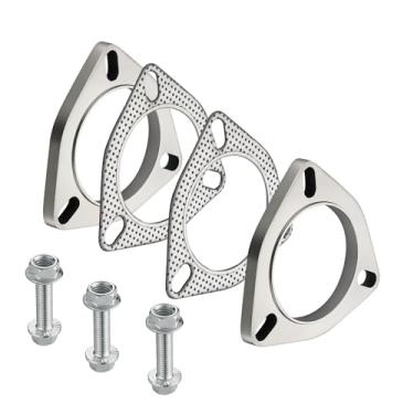 Imagem de EVIL ENERGY Kit de flange de escape e vedação de escape de aço inoxidável de 3 polegadas com parafusos e porcas, kit de conexão de flange de escape para flanges de escape de substituição automotiva