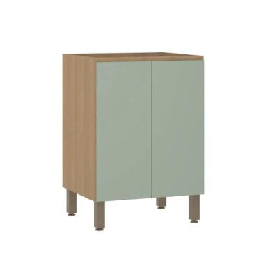 Imagem de Balcão Modulado 60cm (sem Tampo) 2 Portas Slim Luciane, Freijó/Verde J