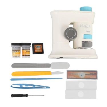 Imagem de Jectse Ampliação de 160x, Indução Magnética, Microscópio de Luzes de Enchimento para Crianças, Microscópio Portátil Compacto e Portátil (BLUE)