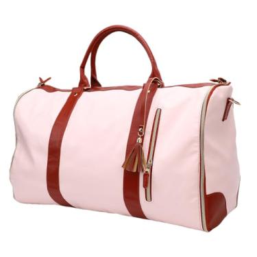 Imagem de Asixxsix Bolsa de Vestuário de Viagem de Couro PU, Saco de Duffle 2 Em 1 Em 1 de Terno Com Compartimento de Sapatos para Homens Viagens de Fim de Semana de Negócios para Homens (Bege)