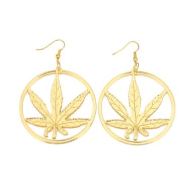 Imagem de Brincos de argola de folha de maconha, 2 peças