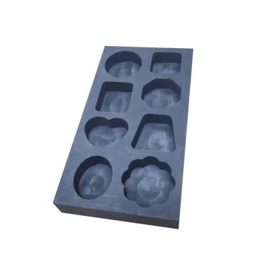 Imagem de OTOOLWORLD 8 em 1 molde de lingote de grafite para refinação de metal barra de sucata combo de moedas oval coração flor trapézio hexágono quadrado polígono molde grafite