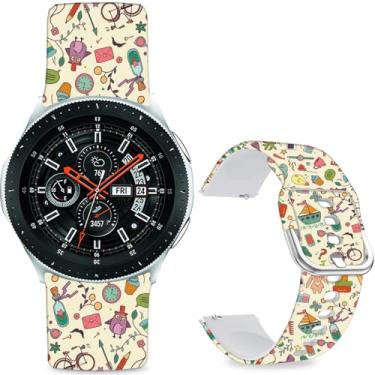 Imagem de Sjiangqiao Pulseiras estampadas com padrão compatível com Samsung Galaxy Watch 7/FE/6/5/4 de 40 mm e 44 mm/Galaxy Watch 6 Classic de 47 mm e 43 mm, masculina e feminina de 20 mm (loja de desenho